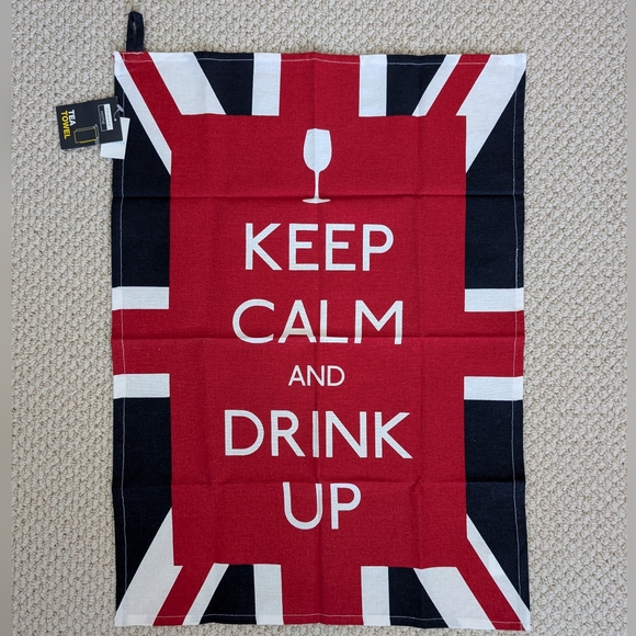 Keep Calm and Drink Up Union Jack Tea Towel UK British Britain Flag Wine Kitchen - Picture 8 of 9